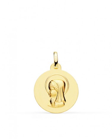 Medalla oro 18k Virgen María niña 18mm