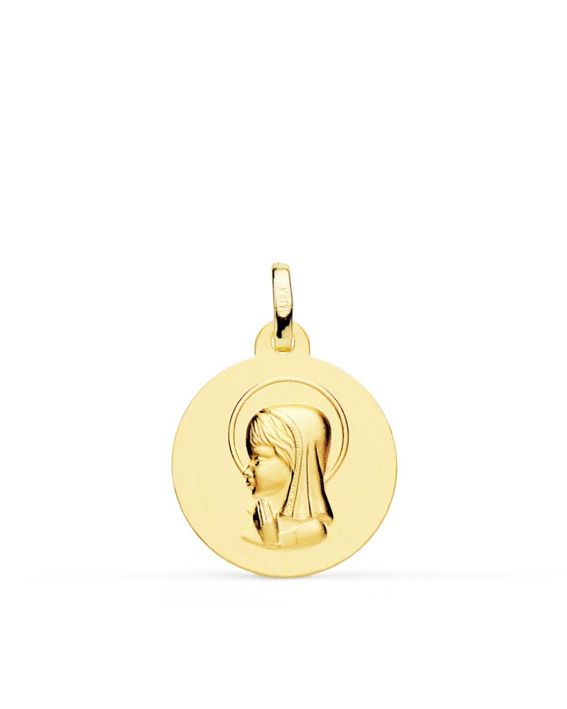 Medalla oro 18k Virgen María niña 18mm