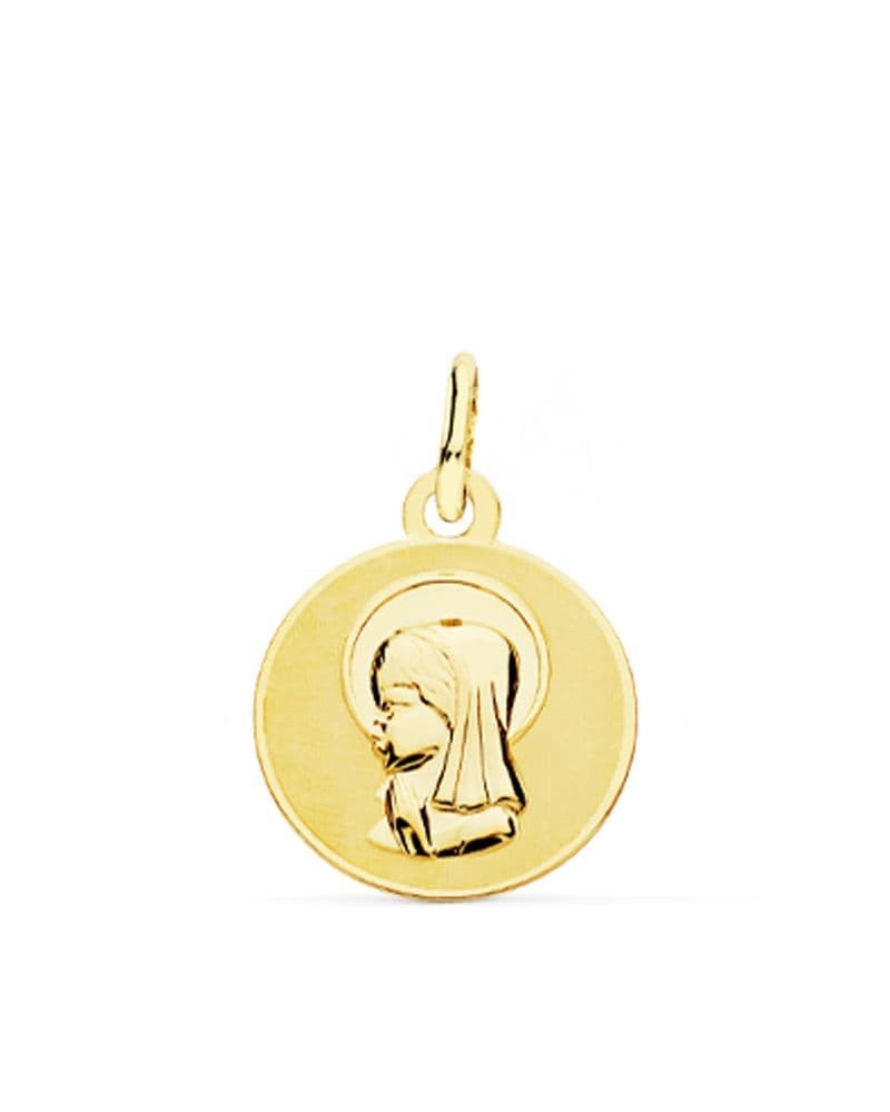 Medalla oro 18k Virgen Niña 14mm