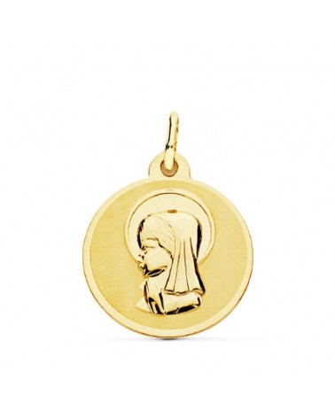 Medalla oro 18k Virgen Niña 18mm comunión