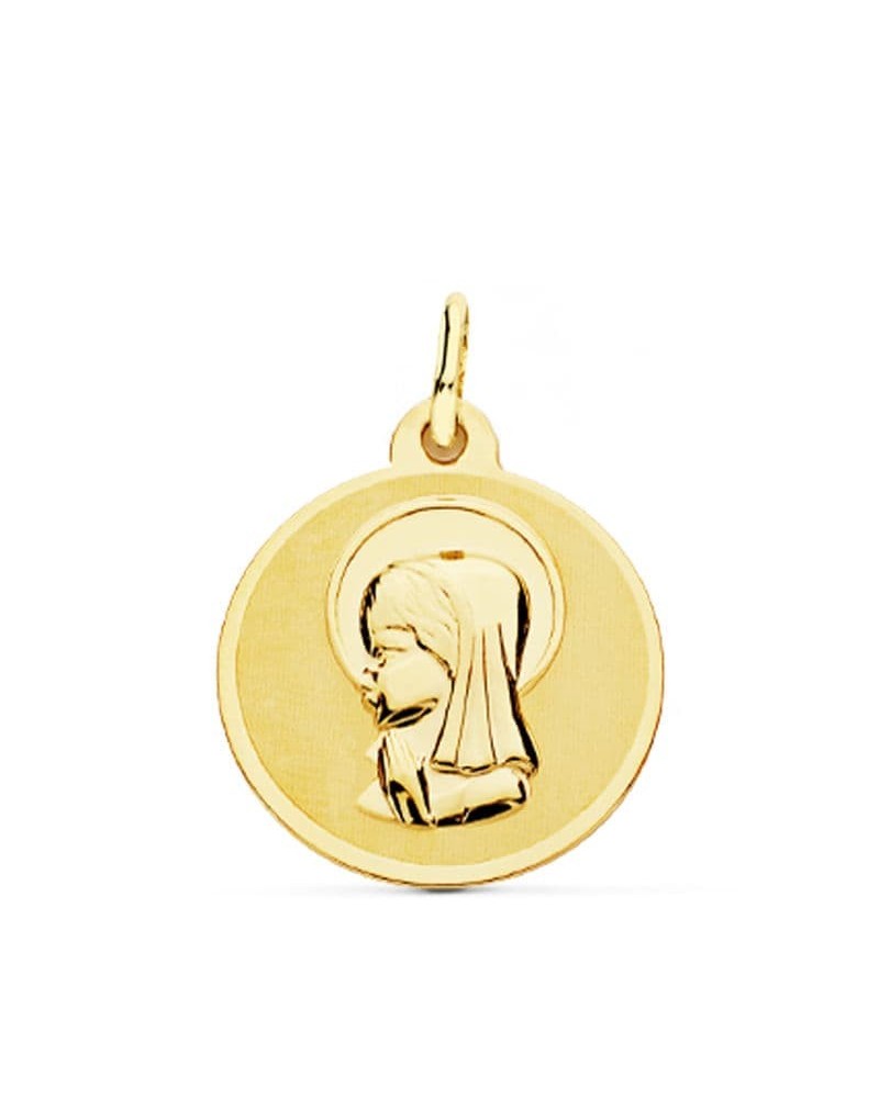 Medalla oro 18k Virgen Niña 18mm comunión