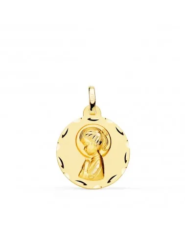 Medalla oro 18k Virgen Niña tallada 18mm