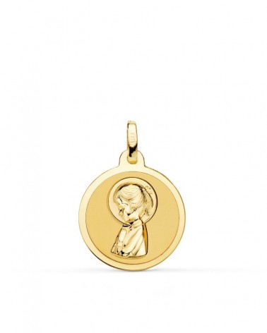 Medalla oro 18k Virgen rezando 18mm