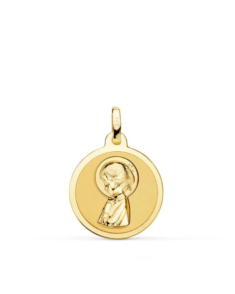 Medalla oro 18k Virgen rezando 18mm