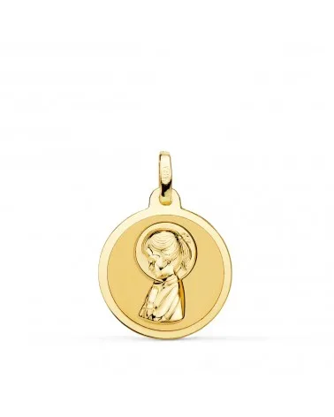 Medalla oro 18k Virgen rezando 18mm