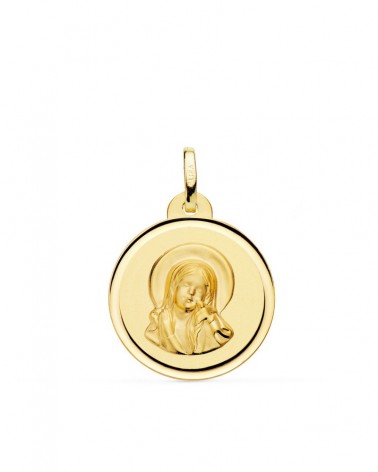 Medalla oro 18k Virgen María y Espíritu Santo 20mm