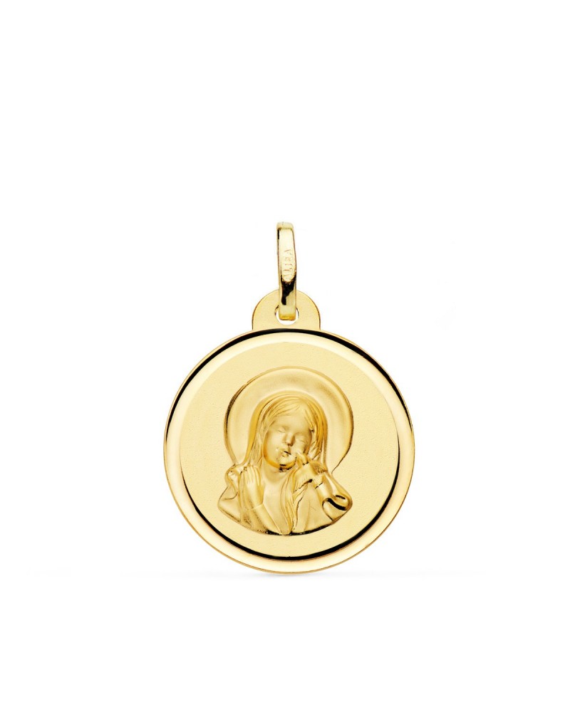 Medalla oro 18k Virgen María y Espíritu Santo 20mm