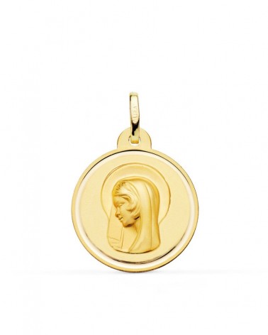Medalla oro 18k Virgen María Regina Caelorum 22mm