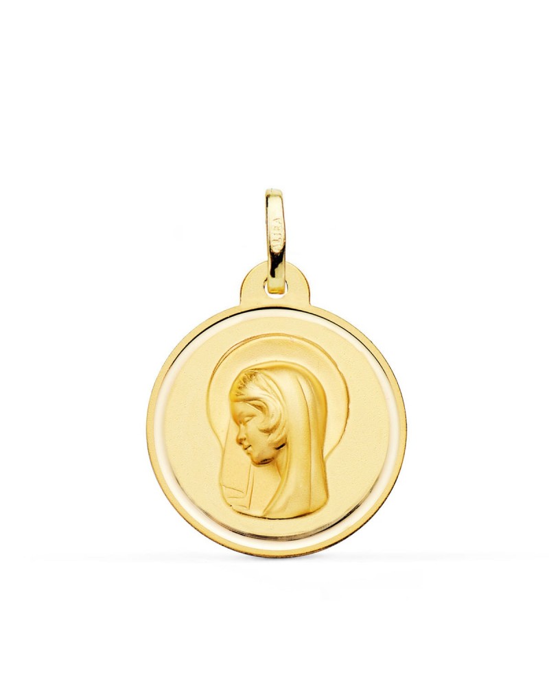 Medalla oro 18k Virgen María Regina Caelorum 22mm