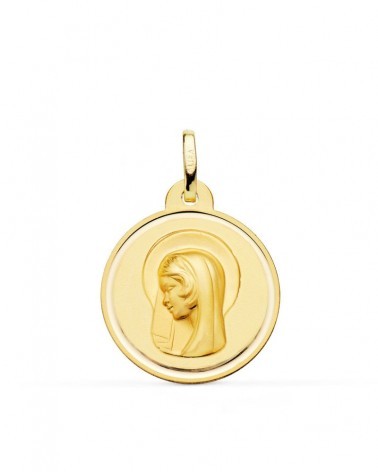 Medalla oro 18k Virgen María Regina Caelorum 22mm
