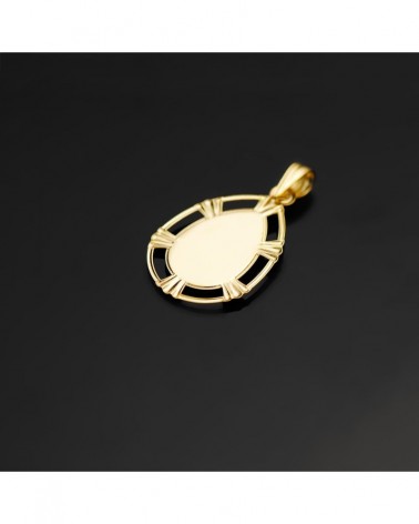 Medalla oro 18k Virgen Niña lágrima 23x15 mm