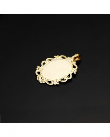 Medalla oro 18k Virgen Niña cerco calado 23x16mm