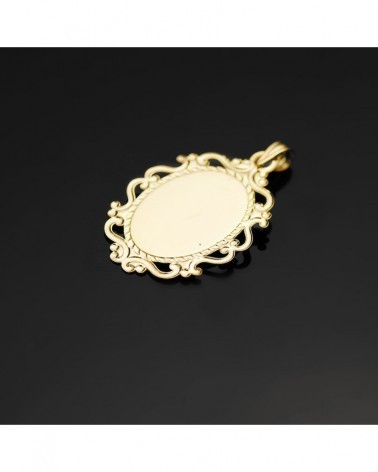 Medalla oro 18k Virgen Niña cerco calado 31x21mm