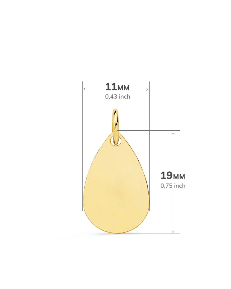 Medalla oro 18k gota angelito burlón con reloj 19x11mm