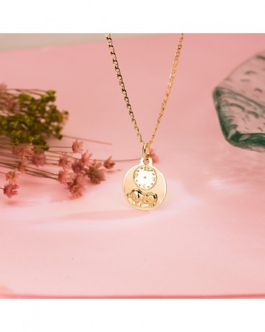 Medalla oro 18k Niño de la Hora con reloj 15mm