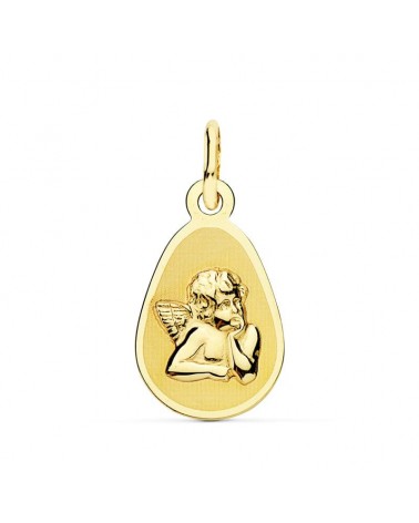Medalla oro 18k ángel burlón 17x10 mm
