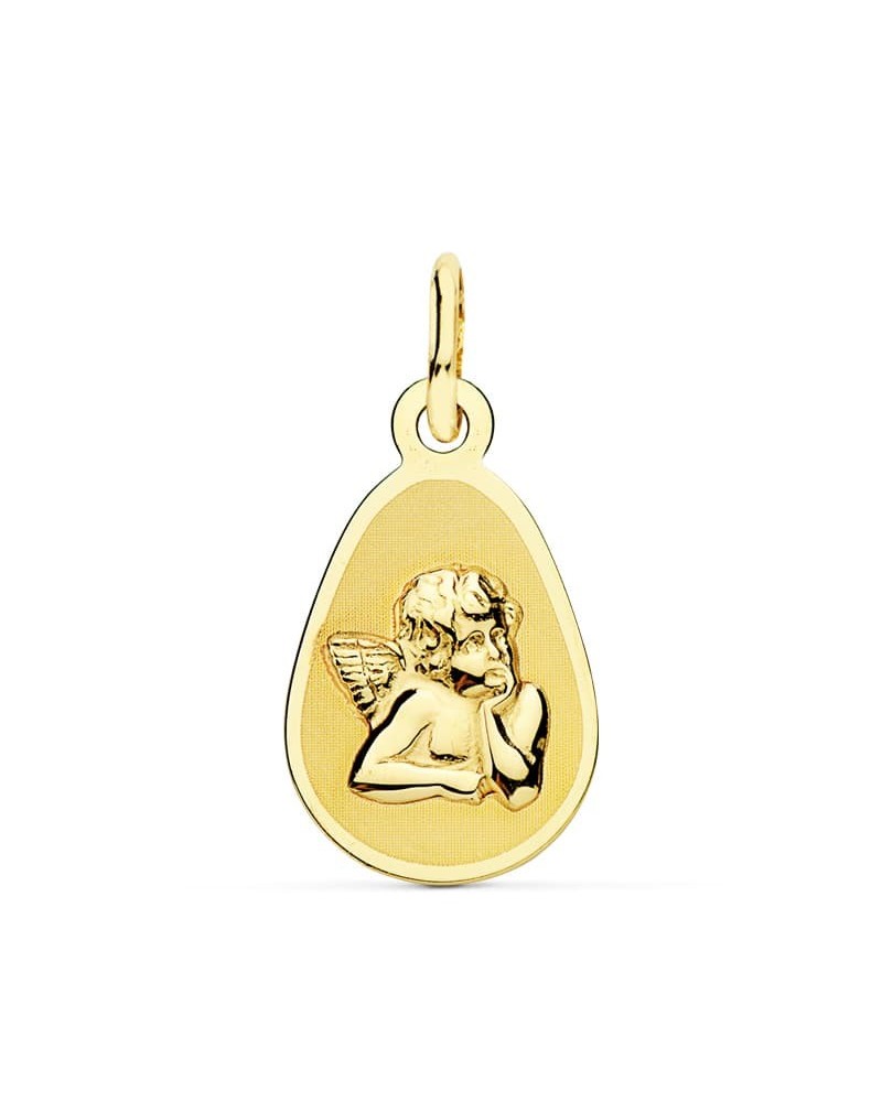 Medalla oro 18k ángel burlón 17x10 mm