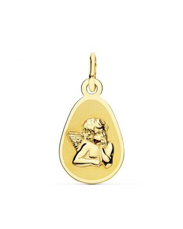 Medalla oro 18k ángel burlón 17x10 mm