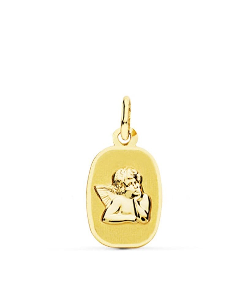 Medalla oro 18k ángel burlón amarillo 17x10mm