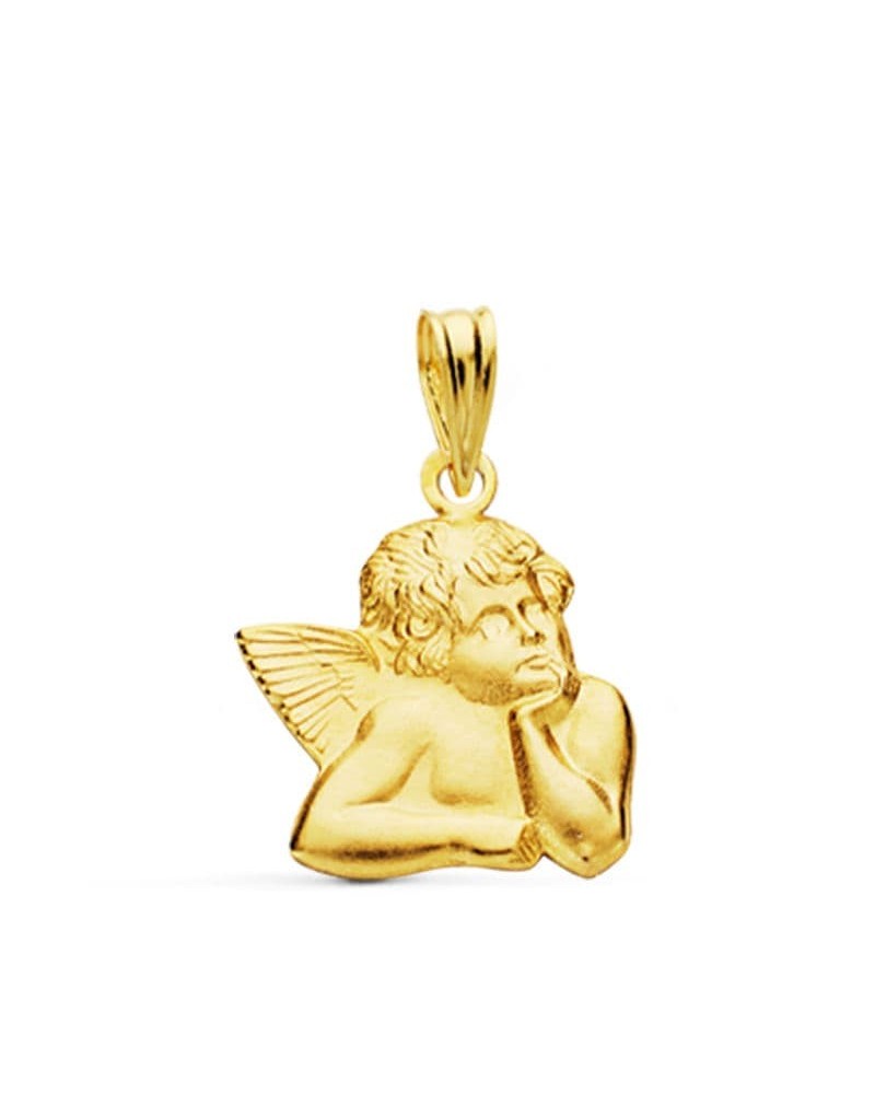 Medalla ángel burlón oro 18k 14 mm