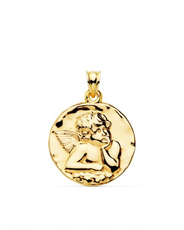 Medalla ángel oro 18k amarillo 28mm