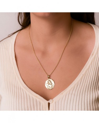 Medalla ángel oro 18k amarillo 28mm