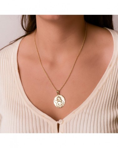 Medalla ángel oro 18k amarillo 28mm