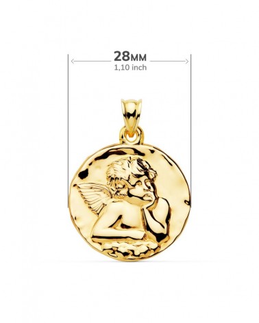 Medalla ángel oro 18k amarillo 28mm