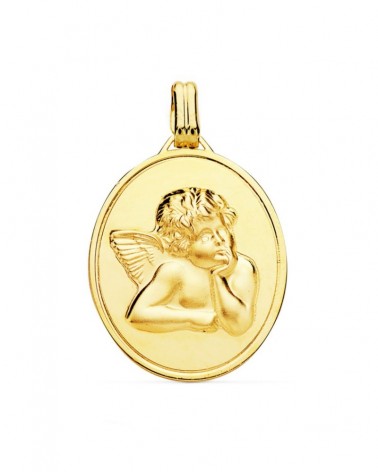 Medalla ángel Burlón oro 18k 24x18mm