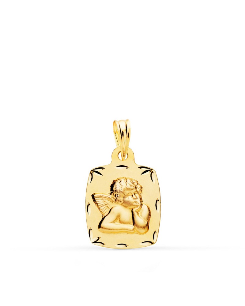 Medalla oro 18k angelito tallado 19x13 mm