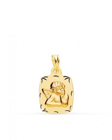 Medalla oro 18k angelito tallado 19x13 mm