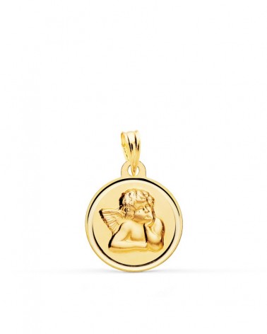 Medalla oro 18k ángel querubín 16mm