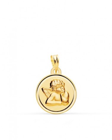 Medalla oro 18k ángel querubín 16mm