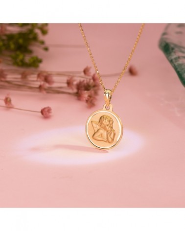 Medalla oro 18k ángel querubín 16mm