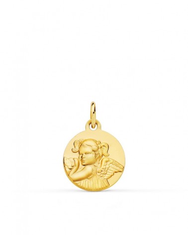 Medalla oro 18k ángel niña revoltosa 14mm