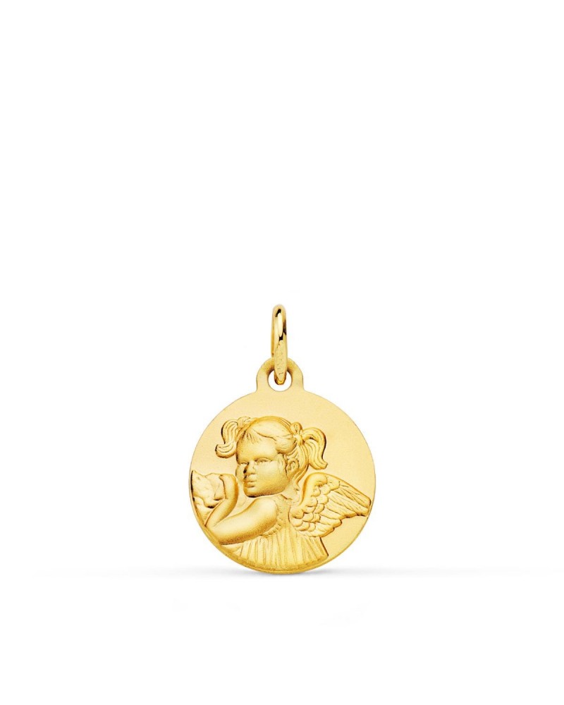 Medalla oro 18k ángel niña revoltosa 14mm