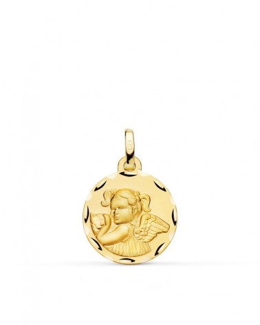Medalla oro 18k ángel niña revoltosa tallada 16mm