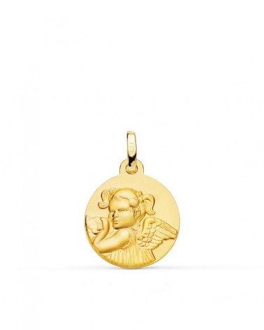 Medalla oro 18k ángel niña revoltosa 16mm