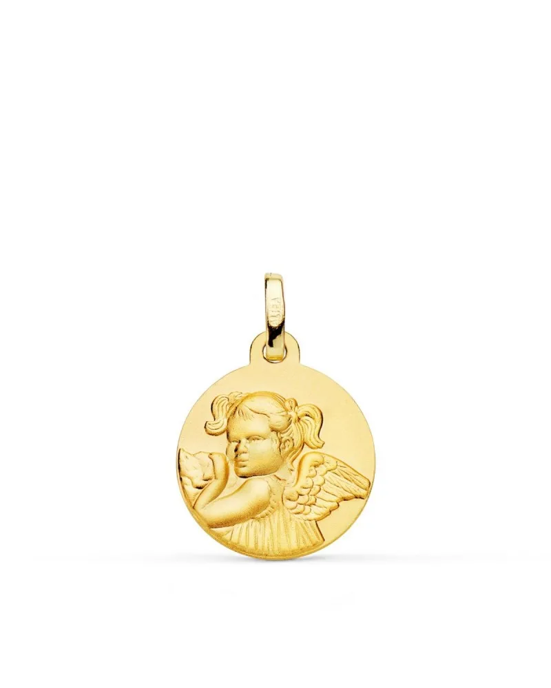 Medalla oro 18k ángel niña revoltosa 16mm 1,9 gramos