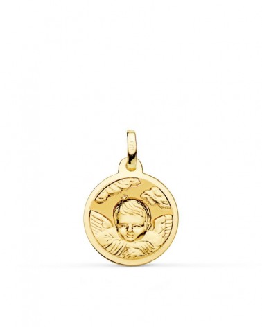 Medalla ángel niño oro 18k amarillo 16mm