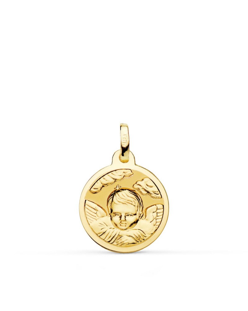 Medalla ángel niño oro 18k amarillo 16mm