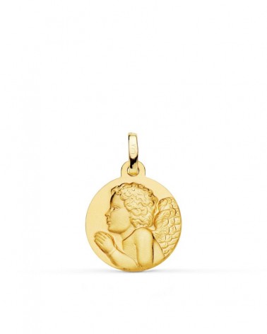 Medalla oro 18k ángel niño piadoso 16mm