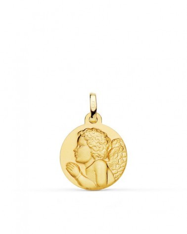 Medalla oro 18k ángel niño piadoso 16mm