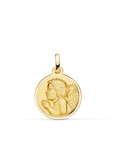 Medalla oro 18k ángel niño piadoso rezando 18mm