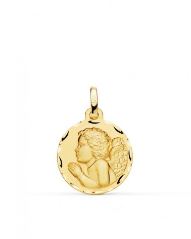 Medalla oro 18k ángel niño rezando 18mm
