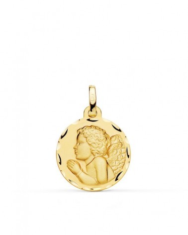 Medalla oro 18k ángel niño rezando 18mm
