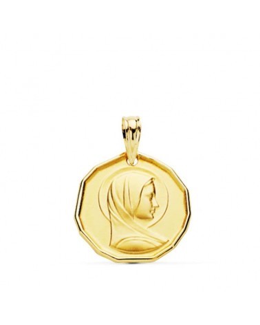 Medalla oro 18k Virgen María francesa 16mm