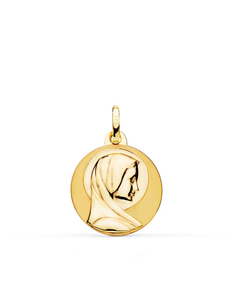 Medalla oro 18k Virgen María francesa 18mm