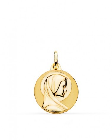 Medalla oro 18k Virgen María francesa 18mm