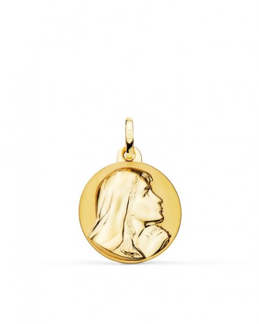 Medalla oro 18k Virgen María rezando 18 mm